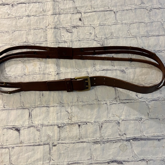 LAKE SHORE DRIVE BROWN BOHEMIAN LEATHER BRASS STUDS WOMEN’S BELT SIZE XL - Picture 7 of 11